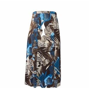 Liz & Co. 100% Cotton Brown Teal And Cream Floral Skirt Size 16